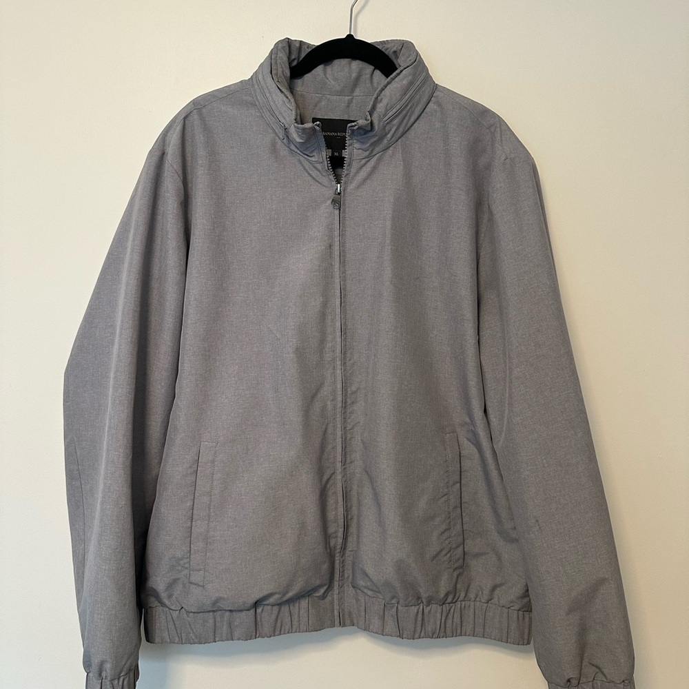Banana Republic Light Gray Zip-Front Shirt Jacket